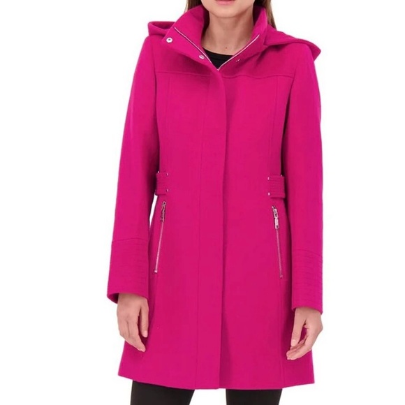 Vince Camuto Winter Fuchsia Wool Coat Jacket with detachable hood- Medium - Picture 1 of 5